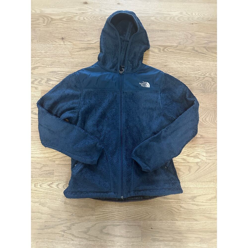 The North Face Womens Fleece Hooded Jacket Size L Fuzzy Blue Full Zip